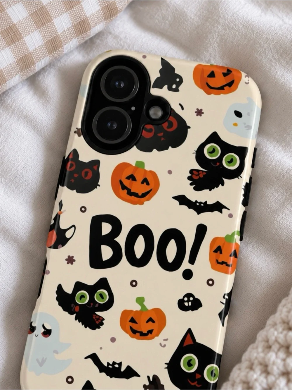 Halloween BOO iPhone Tough Case Black Cat Pumpkin Ghost Glossy